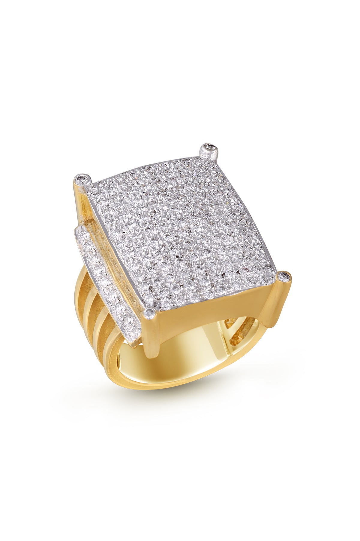 Diamond Cluster Square Ring