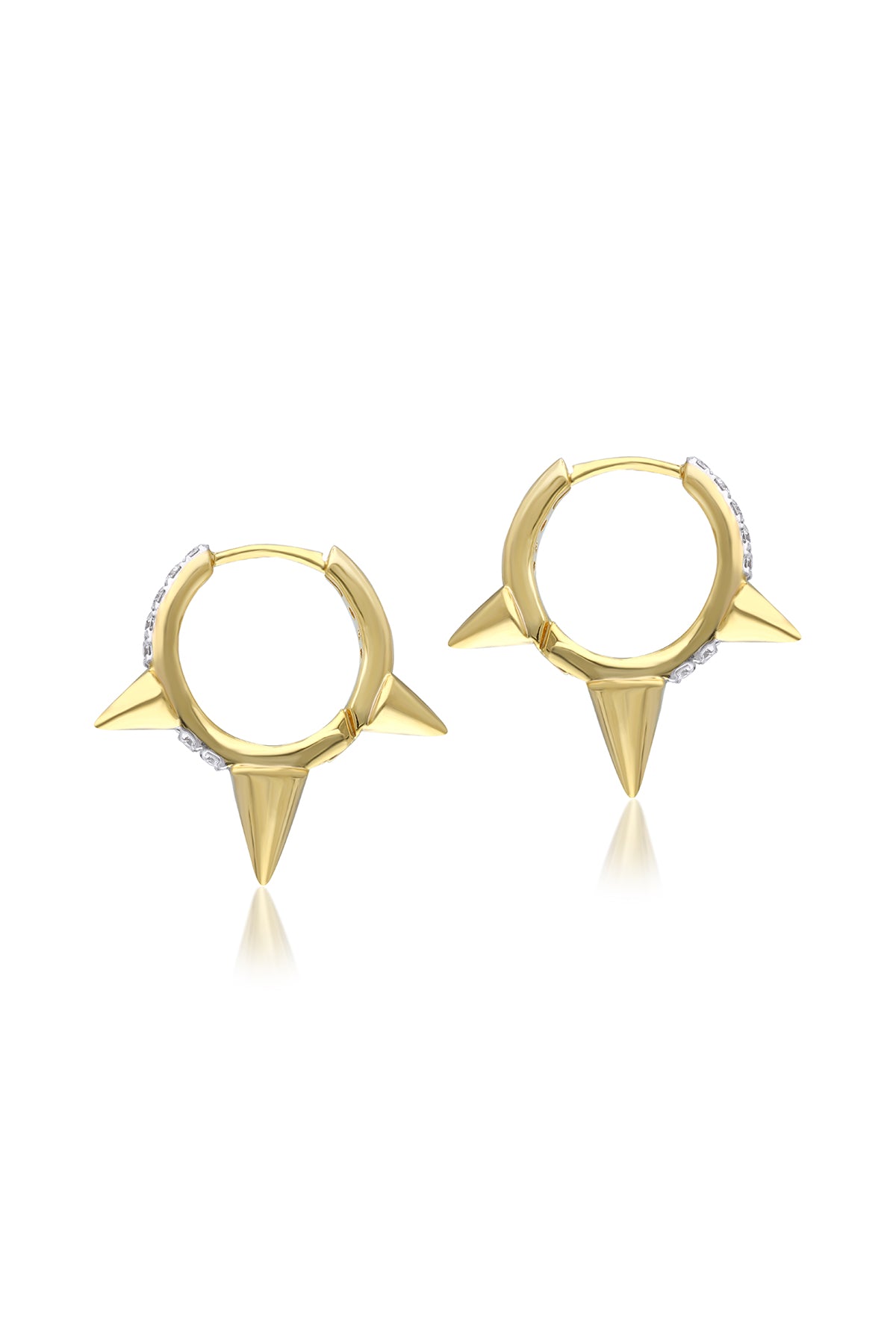 Three Spike Gold Earring